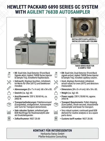 Hewlett Packard 6890 Series GC System mit Agilent 7683B Autosampler