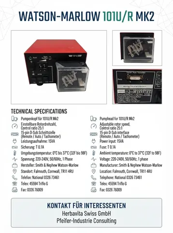 Watson-Marlow 101U/R Mk2, 101U/R Mk2